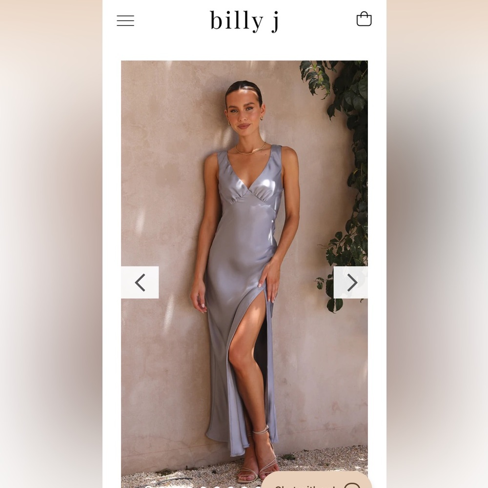 Billy J Taylor Maxi dress in Steel (silver) - Australian size 8 (Small)